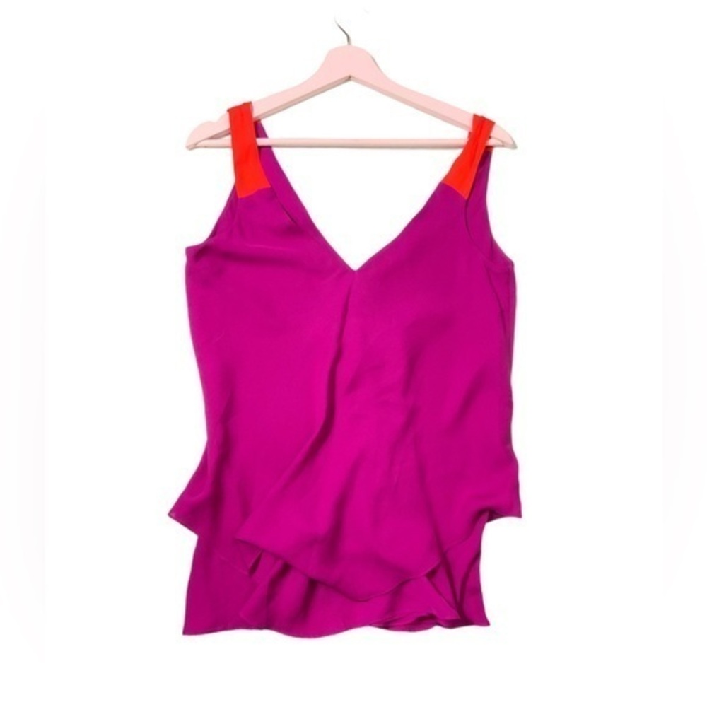 Jay Godfrey silk pink orange color‎ block sleeveless blouse